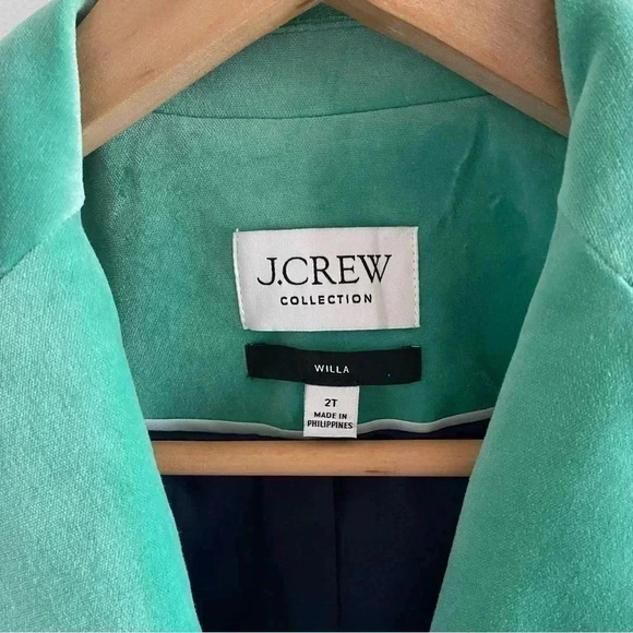 J. Crew Collection Willa blazer in tipped stretch velvet Green Sz 2 Tall - Picture 4 of 12